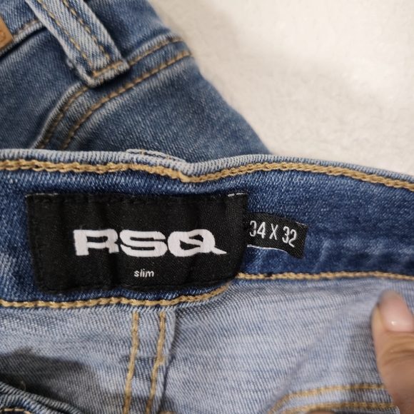 RSQ Men’s Size 34 × 32 Slim Vintage Flex‎ Jeans Distressed Blue NWT New - Picture 9 of 9